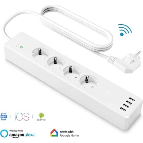 Tuya Smart Wifi Power Strip With 4 Usb Outlet Extension Cord Timer Socket Smart Home Control Alexa Google Assistant