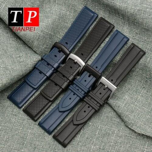 Waterproof silicone watch strap for CASIO/Seiko/Fossil fluorine rubber sport watch band 20mm 22mm replace wristwatches band men