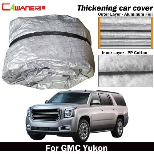 Cawanerl For GMC Yukon Waterproof Car Cover Cotton Inner Anti-UV Sun Shade Rain Hail Snow Prevent Outdoor Car Cover