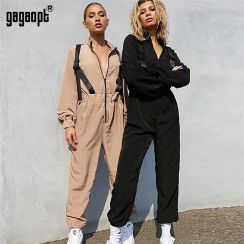 Gagaopt 2019 High Fashion Autumn Rompers Womens Jumpsuit Sexy Vintage Casual Khaki Long Sleeve Jumpsuit Rompers Overalls