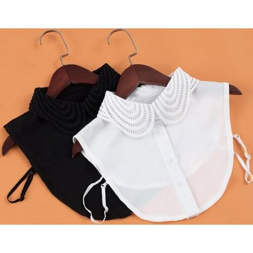 Women Hollow White Fake Collar Black Detachable Collars Lapel Half Shirt Blouse Dress Decorative Sweater False Collar Accessory