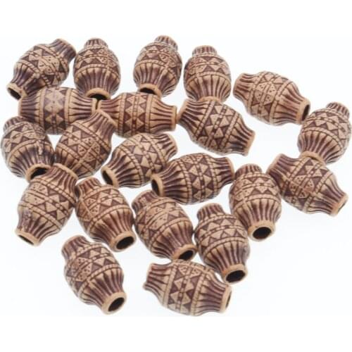 CHONGAI 20Pcs Acrylic Beads Imitation Wood Color Long Tube Big Hole For Handmade DIY Necklace Bracelet Jewelry Making 12X19mm