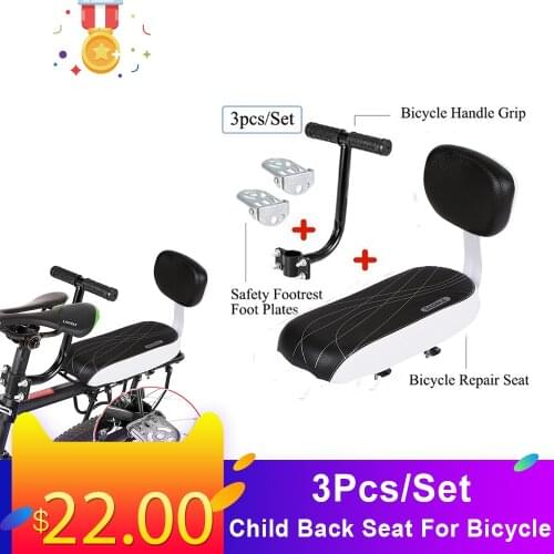 3Pcs/Set Bike Saddle Child Back Seat For Bicycle Safety Rear Seat With Handle Armrest Footrest Pedal Baby Bike Seat Back Saddle
