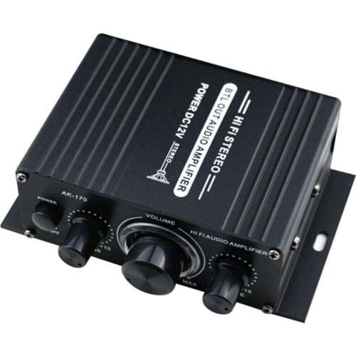 400W DC12V Dual Channel Mini HIFI AUX Power Amplifier for AK 170 with blue LED light Car Home Club Party Music C7AA