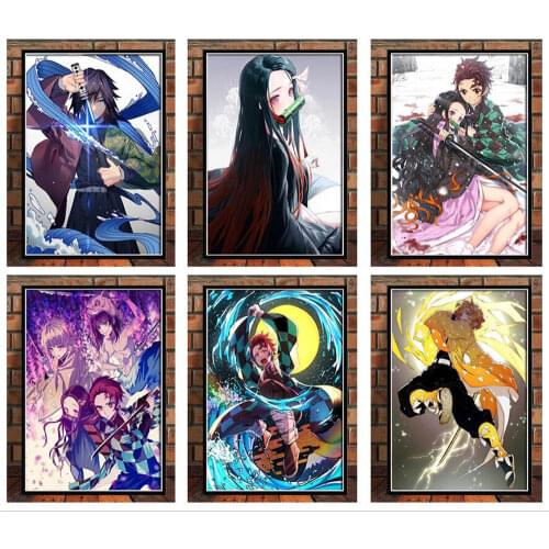 5D Diamond Painting Japanese Anime Demon Killer HD Kimetsu Diamond Embroidery Cross Stitch Kit Mosaic Home Decoration Art Gift