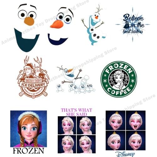 Disney Appliques Frozen Elsa Anna Olaf Cartoon Patches for Clothing Iron on Patch Eco-Friendly Clothes Accessories Heat Transfer