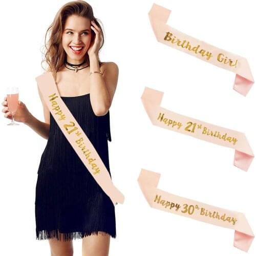 Birthday Girl Sash Satin Sash Silver Crown Happy Birthday Party Decoration Adult Birthday 18/21/30/45/50 Year Old