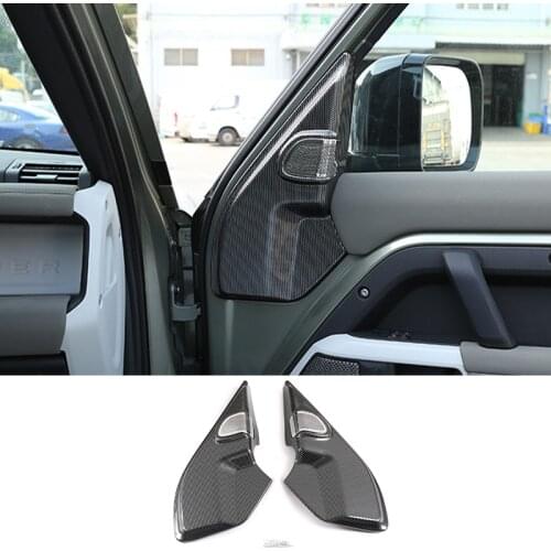 ABS Car Styling for Land Rover Defender 90 110 20-21 A-pillar Audio Decoration Sticker Carbon Fiber Pattern Car Accessories 2Pcs