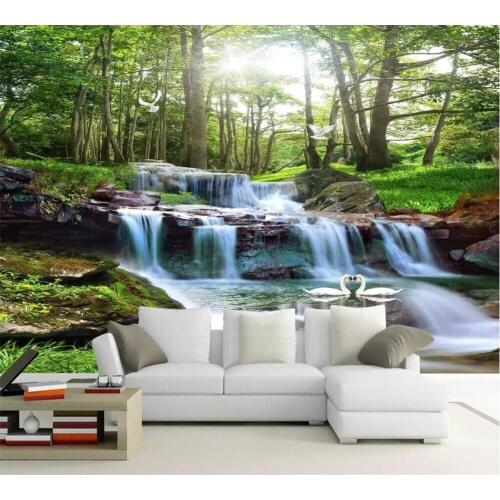 Beibehang Customized large murals 3d wallpapers flowing water wealth landscape painting waterfall living room mural 3d wallpaper