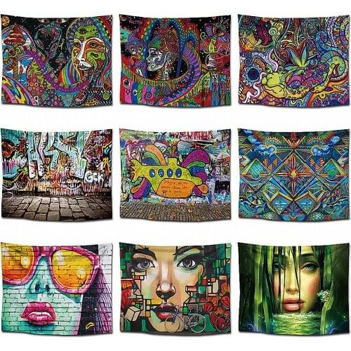 Large Hip Hop Rock Reggae Graffiti Tapestry Wall Art Rock Reggae Flag Banner Hanging Paintings Wall Carpet Wallpaper Home Decor