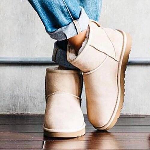 Winter Genuine Cowhide Suede Leather Snow Ankle Boots For Women 2020 Waterproof Black Non-slip Warm Cozy Shoes