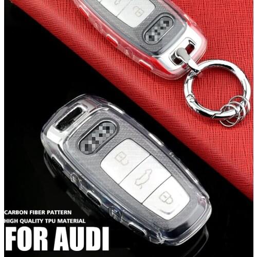 Solf TPU Car Key Case Cover Holder For Audi A6 C8 A7 A8 Q8 2018 2019 Car Accessories Keyring