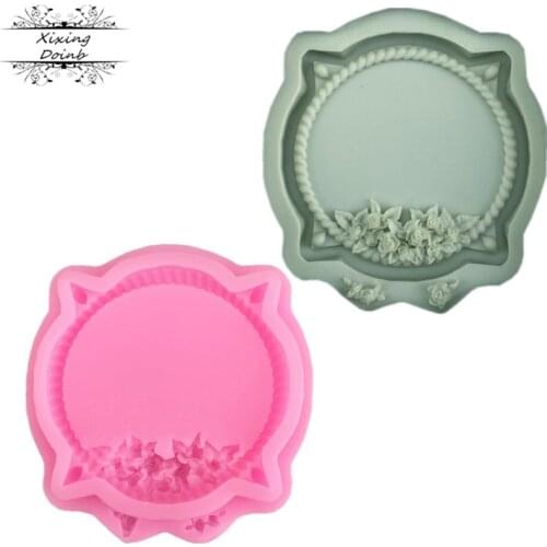 DIY retro silicone frame shape cake fudge mold chocolate cake edge decoration mold Kitchen Baking tool oven