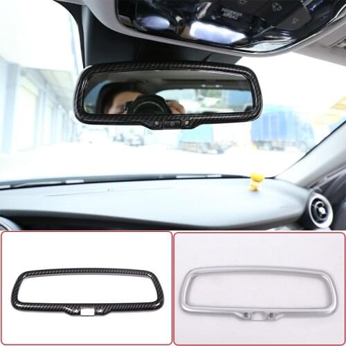 Carbon Fiber For Alfa Romeo Giulia Stelvio 2017 2018 2019 2020 ABS Plastic Car Interior Rearview Mirror Frame Trim Accessories
