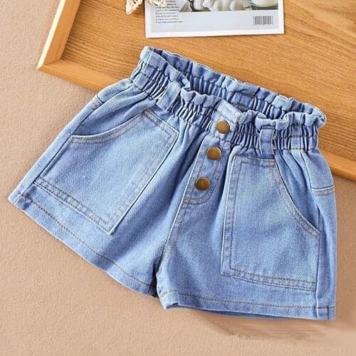 3-13 yearl baby girls jeans shorts 2021 summer girl short pants for kids pocket buttons jeans for children denim shorts