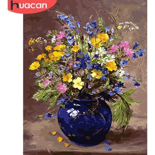 HUACAN Diy Oil Painting By Numbers Flowers HandPainted Drawing Canvas Kits DIY Home Decor Gift Pictures