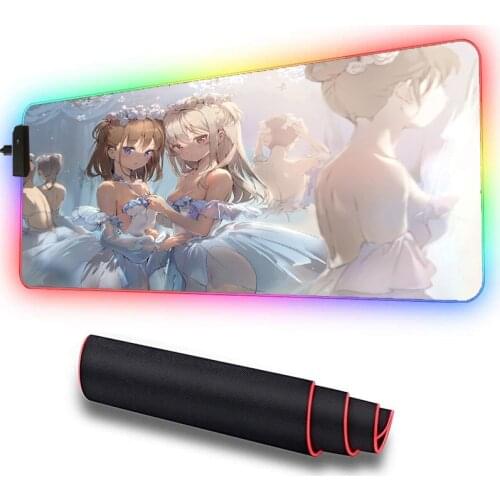 Girl Ballet Anime RGB Gaming Mouse Pad Gamer Large Illumination Mouse Mat Big Computer Mousepad Led Backlight Keyboard Desk Mat