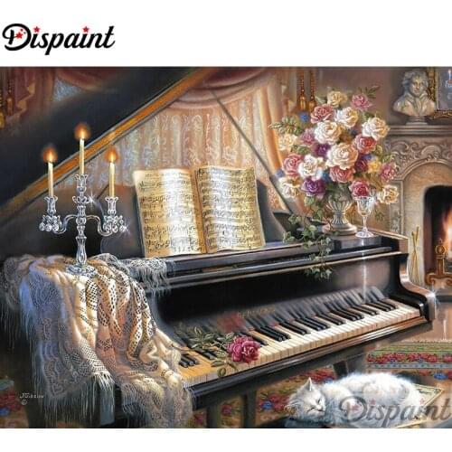 Dispaint Full Square/Round Drill 5D DIY Diamond Painting "Flower piano" Embroidery Cross Stitch 3D Home Decor A11291