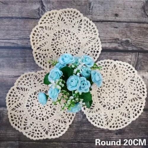 20CM Round Modern Lace Table Mat Christmas Placemat Wedding Dining Doilies Coffee Mug Mat Cup Pad Home Kitchen Decor