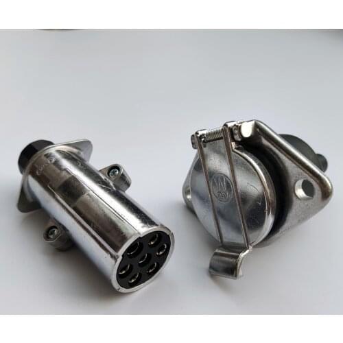 7 Pin 24V Metal Towing Towbar Trailer Truck Plug Socket Set Wiring Connectors Electric RV Parts Camper Caranvan Accessories