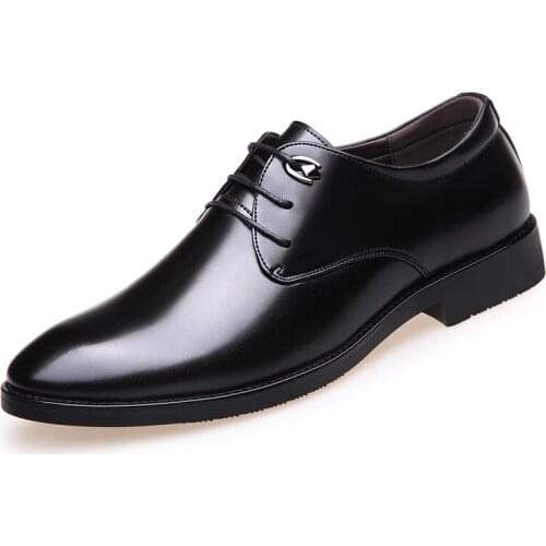 Mens Business Dress Shoes Black Leather Shoes British Pointed Casual Shoes