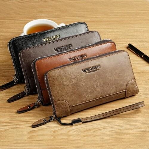 New Fashion Vintage Male Bag Envelope Clutch PU Leather Business Men Clutch Wallets Casual Large Capacity 50PCS/lot