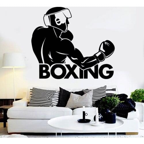 Real Man Vinyl Wall Decals Decoration Boxing Word Boxer Fight Fighter Club Sports Stickers Living Room Art Murals YY374