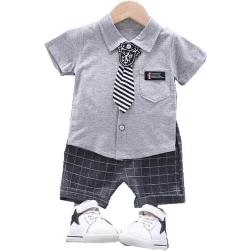 New Summer Baby Boys Clothes Suit Children Fashion Cotton Shirt Plaid Shorts 2Pcs/sets Toddler Formal Clothing Kids Tracksuits