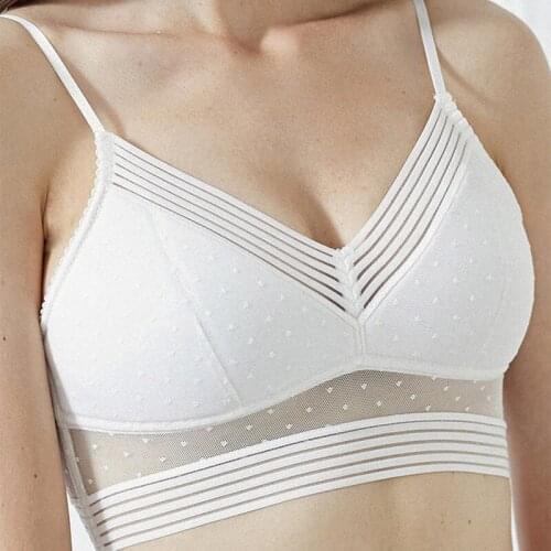 New Sexy Beauty Back Bralette Ladies U Backless Invisible Lace Bra Polka Dot Mesh Thin Underwear Women Lingerie Tank Top Bras