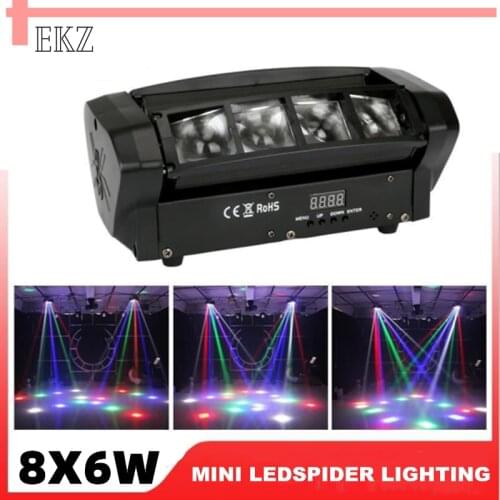 New Mini LED Beam 8x6W RGBW Spider Moving Head Lighting Caron Socket DMX Dj Stage Effect Equipment KTV Concert Disco Party