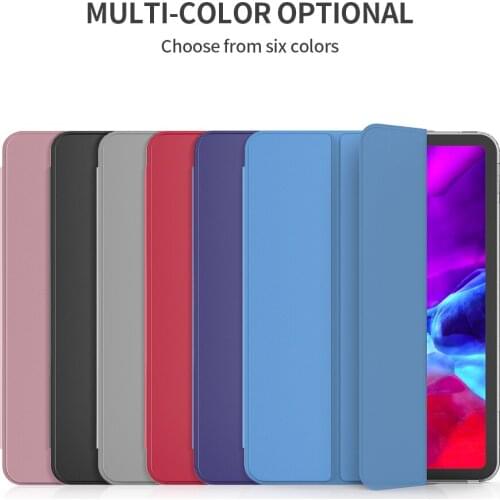 Pure Color Tri-fold TPU Phone Case for IPad Pro 11 with Pen Slot Supports Wireless Charging Tablet Accessories
