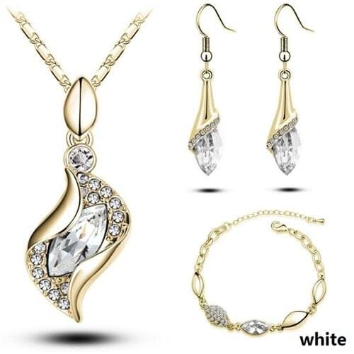 Gifts Sales Elegant Luxury Design New Fashion Gold Filled Colorful Austrian Crystal Drop Jewelry Sets Women