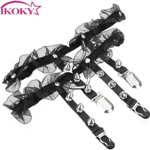 IKOKY 1 Piece Sex Toys for Women Black Lace For the Stockings Erotic Garter Belt Adult Games SM Role Play Flriting