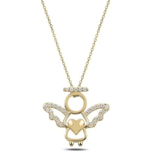 Silver 925 Sterling Zircon Stone Angel Pendant