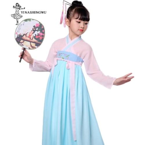 Traditional Chinese Clothing Hanfu Girls Festival Feast Chest Dress Chinese Style Embroidery Flower Spring and Summer Children