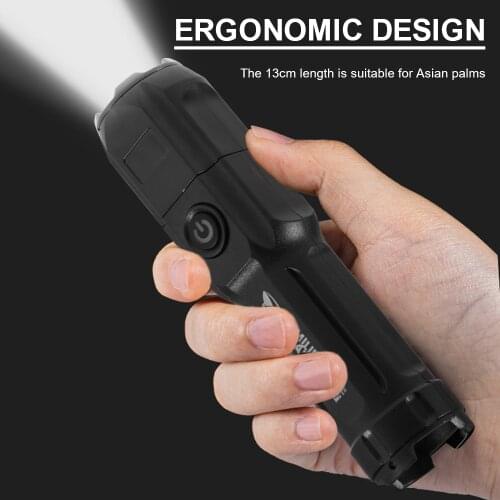 SMILING SHARK Super Bright Flashlight ABS Strong Light Focusing Electric Flashlight Outdoor Portable Home Rechargeable Torch