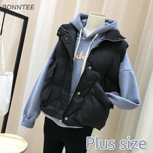 Cropped Vests Women Oversize 4XL Chic Basic Simple Pure Slim Daily Casual Femme Sleeveless Jacket Korean Style Girls Clothing