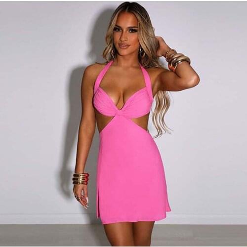 Woman Mini Dress Fashion Design Party Casual Dress Sexy Women Dress Bandage Hollow Out Summer 2021 Retro Holiday Beach Dresses