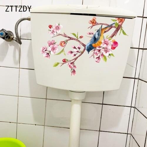 ZTTZDY 18.7×26.3CM Painted Peach Blossom Branch Art Home Room Wall Stickers Creative Toilet WC Decals T2-1383