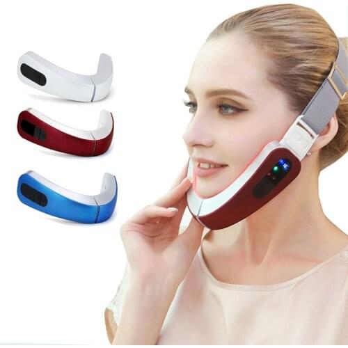 1pcs Micro-current Facial Massager Smart Lazy Slimming Face Device Thin Face Corrector Masticator Red And Blue Beauty Apparatus