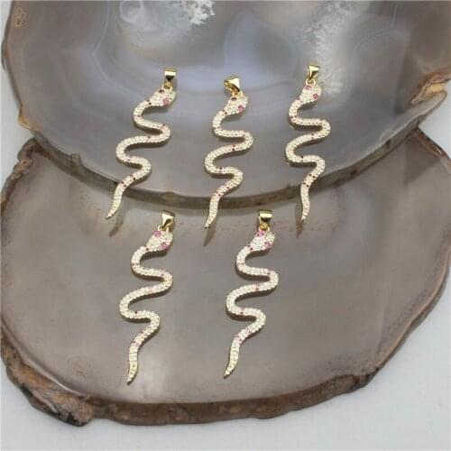 10*45mm 10pcs/lot High quality colorful cz pendant,snake shape cubic zircon charm, bracelet/necklace component wholesale