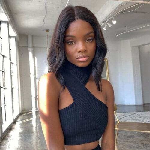 2020 Fashion Sexy Backless Tank Tops for Women Halter Sleeveless Club Party Black White Knitted Crop Top Slim Streetwear Clothes