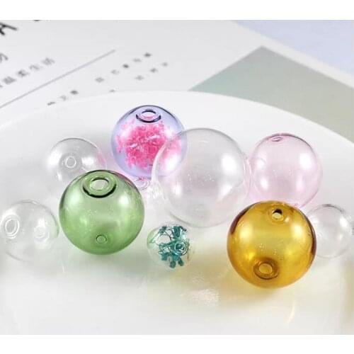 50pcs 10mm color glass globe double hole ball orb Glass bottle empty vial pendant diy jewelry findings supply charm accessories