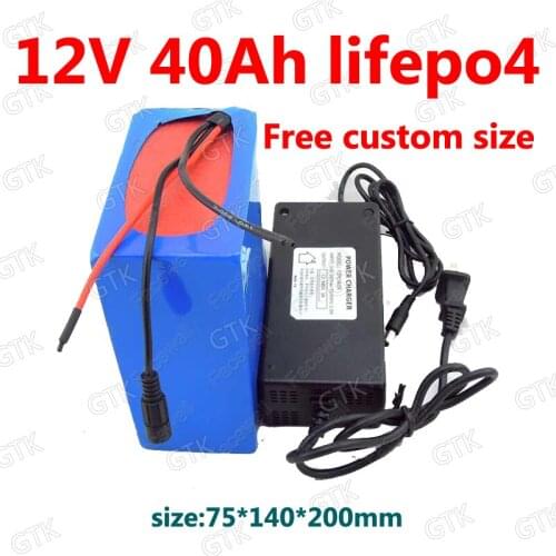 GTK 12v 40ah lifepo4 chargeable battery BMS 4S 12.8v 40ah for 600w 200w golf cart Inverter lampkids toy bike + 5A charger