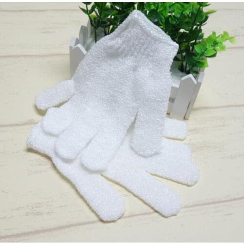 White Nylon Cleaning Shower Gloves Exfoliating Bath Glove Five Fingers Bath Gloves Bathroom Supplies
