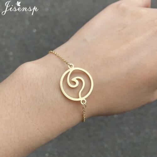 Bohemian Gold Color Wave Charm Bracelets for Women Girls Simple Round Shape Bracelet Punk Boho Beach Bangle Jewelry Gift