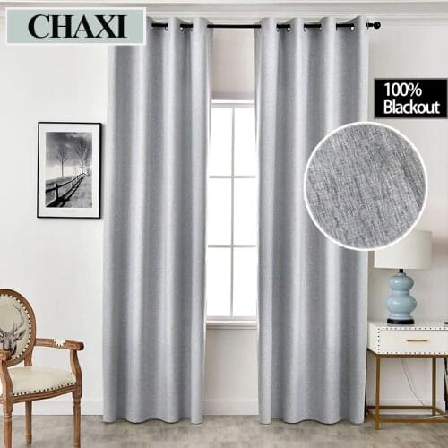 CHAXI Linen 100% Blackout Curtains For Kitchen Bedroom Window Treatment Solid Water Proof Curtains for Living Room Custom Made