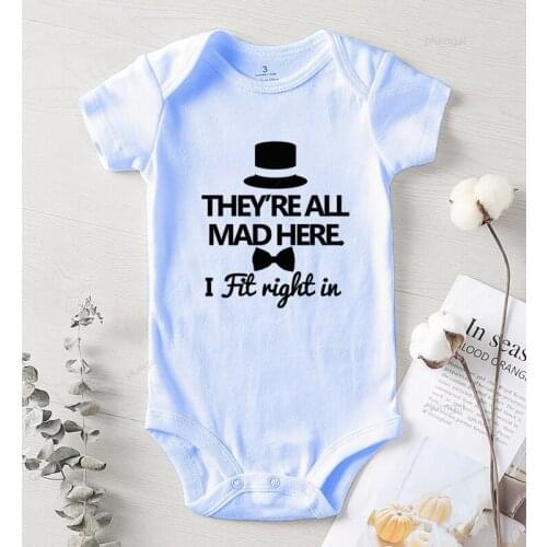 Babys Undershirts New Born Girl Winter Clothes Jumpsuits for Newborn Children romper Printing Mad Here Long Sleeve Fall Costume