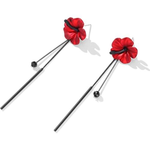 Fabric Tassel Long Earrings Rose Flower Earrings Love Daisy Pearl Earrings Simple Wild Sweet Beauty Jewelry