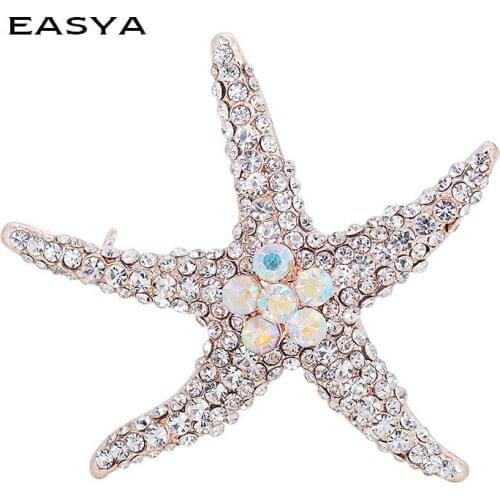 EASYA Beautiful Korean high-end Fashion Luxury Imported Alloy Rhinestone Brooch Starfish Brooch Pin Gift for F